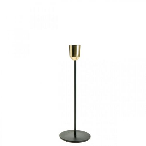 Floristik24 Candelero de metal, candelabro dorado / negro H24.5cm Ø2.2cm