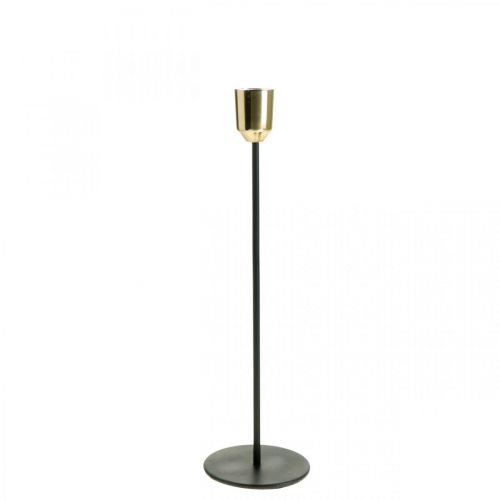 Artículo Portavelas dorado / negro, candelabro de metal Al 29 cm Ø 2,2 cm
