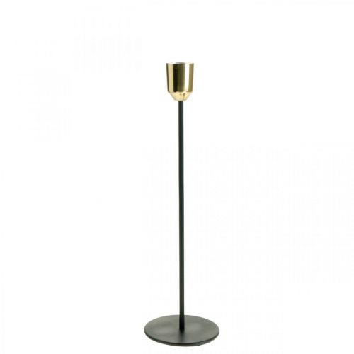 Artículo Portavelas dorado / negro, candelabro de metal Al 29 cm Ø 2,2 cm
