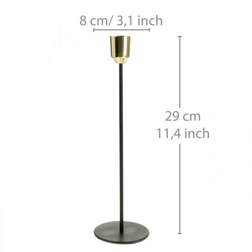 Artículo Portavelas dorado / negro, candelabro de metal Al 29 cm Ø 2,2 cm