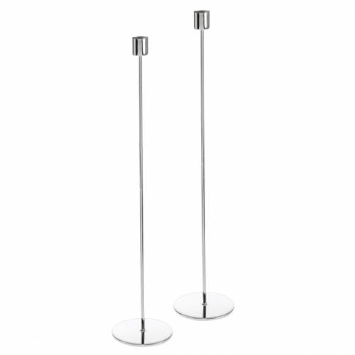 Floristik24 Juego de candelabros de metal para velas plata Ø2.2cm H31cm 2pcs