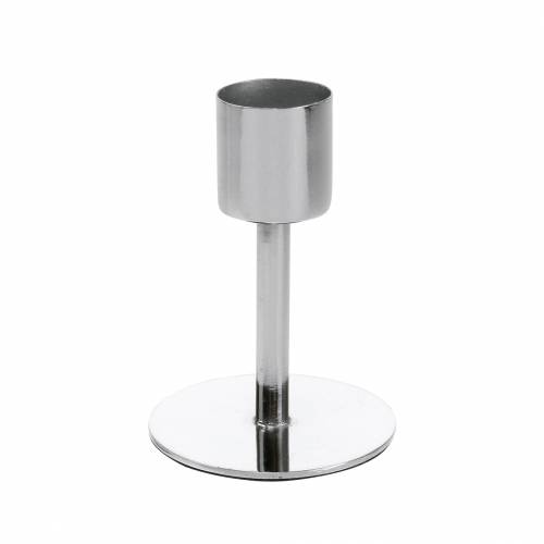 Floristik24 Juego de portavelas de metal para velas cónicas plateado Ø2,2cm H7,3cm 4 piezas