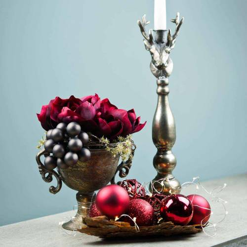 Floristik24 Candelabro cabeza de ciervo plata antiguo Ø13cm H40cm