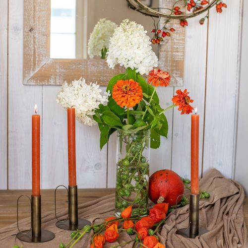 Floristik24 Candelero candelabro de metal aspecto latón Ø10cm