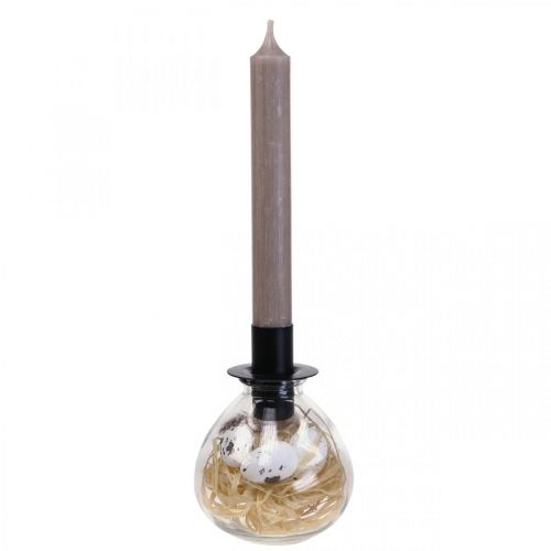 Floristik24 Candelabro Candelero negro Vidrio Decoración Pascua Al.11cm