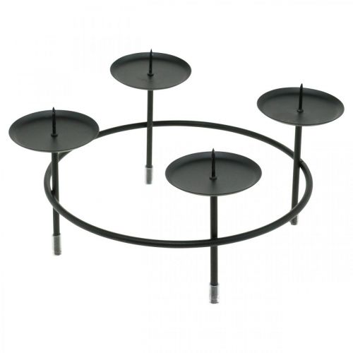 Artículo Candelabro para 4 velas corona de Adviento de metal negro Ø18,5cm 2ud