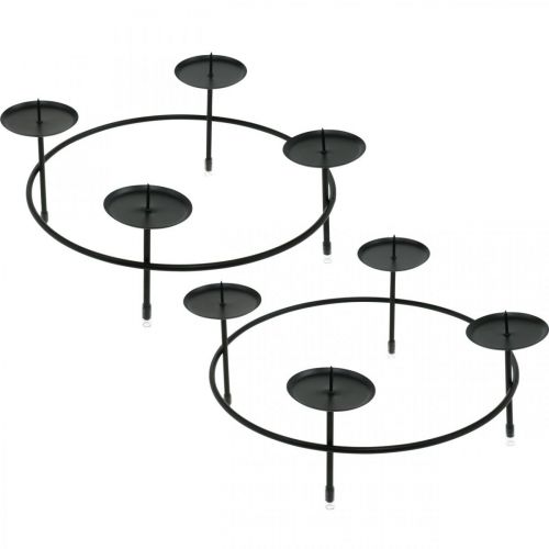 Floristik24 Candelero para 4 velas metal negro decoracion mesa Ø23.5cm 2uds