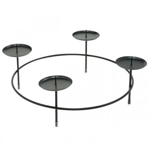 Candelabro para 4 velas Portavelas de metal negro Ø28,5cm 2uds