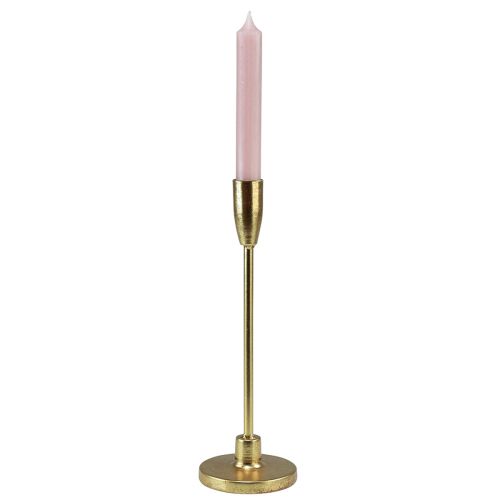 Artículo Candelero candelabro dorado metal Al. 26 cm