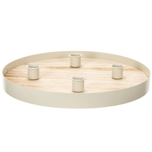 Bandeja redonda de madera para cuatro velas cónicas, 30 cm. comprar | Floristik24.es