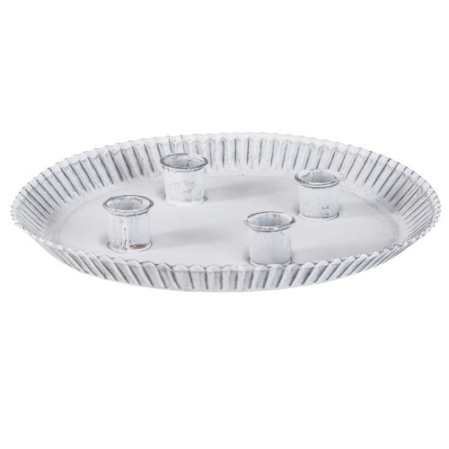 Floristik24 Molde para tarta plato vela con 4 portavelas blanco Ø25cm