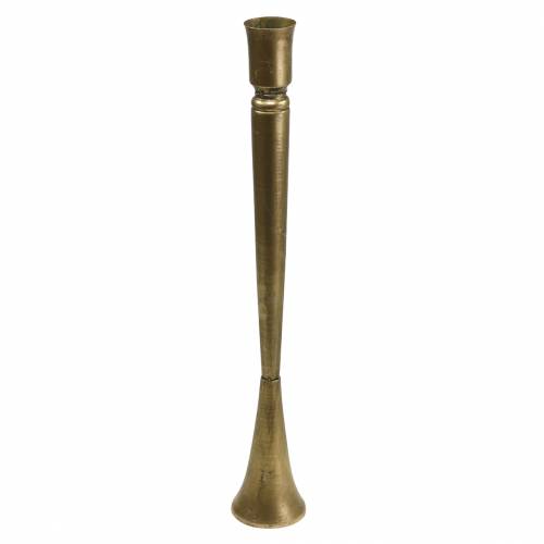Candelabro de metal color latón aspecto antiguo Ø8cm H53.5cm