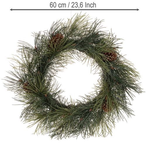 Corona de ramas de pino artificiales con piñas de 60 cm | Floristik24.es