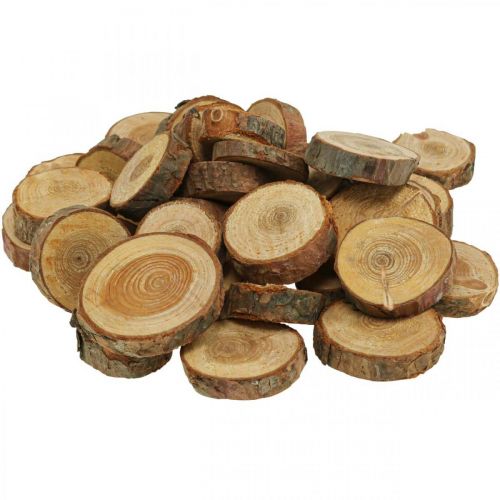 Floristik24 Discos de madera deco rocía madera pino redondo Ø2–3cm 500g