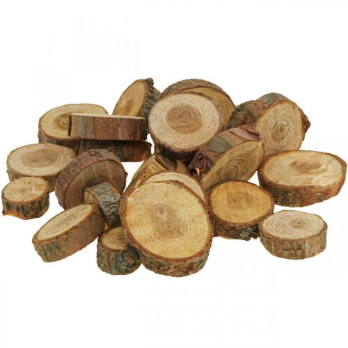 Floristik24 Discos de madera deco rocía madera pino redondo Ø3-4cm 500g