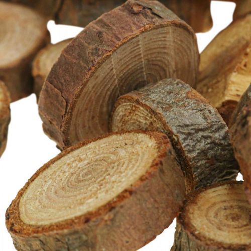 Floristik24 Discos de madera deco rocía madera pino redondo Ø3-4cm 500g