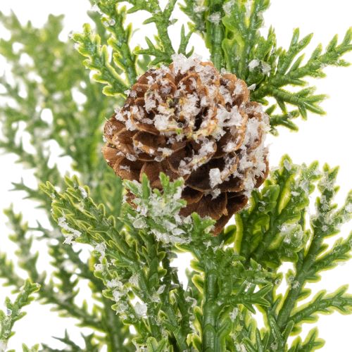 Rama de pino artificial con piñas, cubierta de nieve, 28 cm, 6 unidades | Floristik24.es