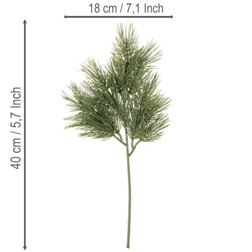 Rama de pino artificial para decoración invernal, 40 cm, 4 unidades | Floristik24.es