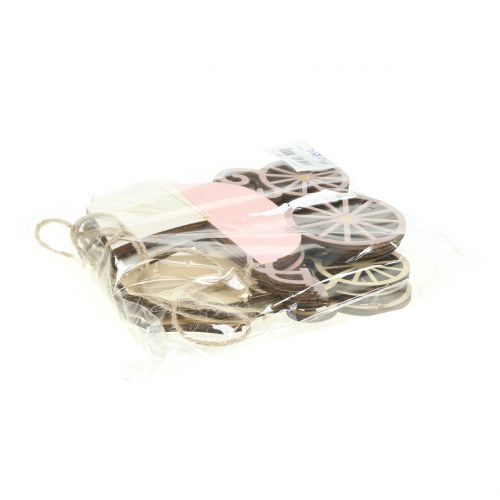 Floristik24 Cochecito Decoración para colgar Rosa / Azul 16,5cm x 15cm 6pcs