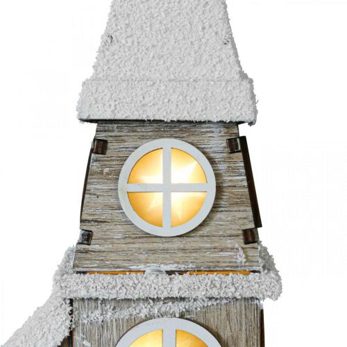 Floristik24 Casa de luz Iglesia de madera Iglesia de Navidad Iglesia de madera Al. 45 cm
