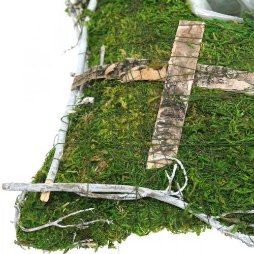 Artículo Cojín musgo y enredaderas con cruz para arreglo de tumba 25x25cm