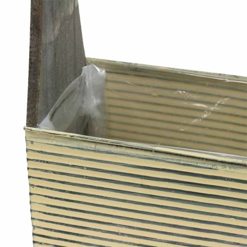 Floristik24 Jardinera con mango crema, gris madera blanca lavada metal 30 × 12.5cm / 28 × 12cm juego de 2