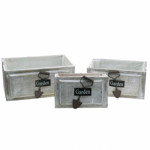 Jardinera caja de madera Garden blanco 32/27/22cm 3 piezas
