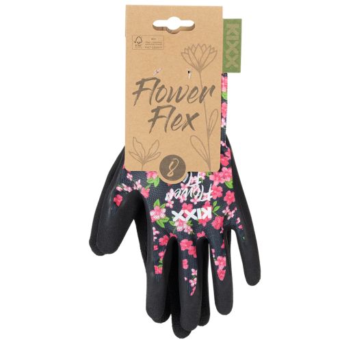 Artículo Guantes de jardinería Kixx, negros con flores rosas, talla 8