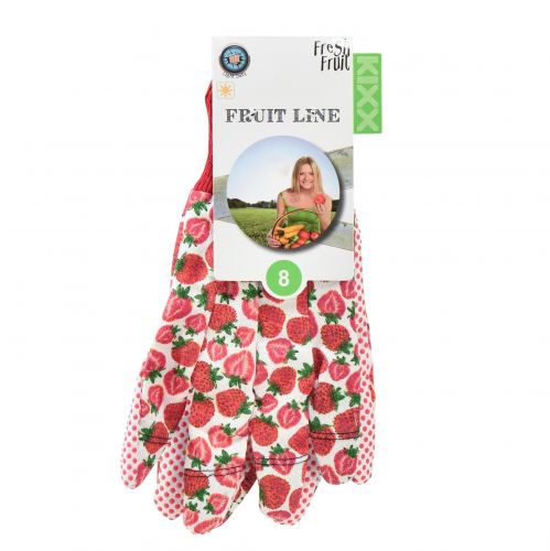 Floristik24 Guantes de jardinería Kixx motivo fresa blanco rojo talla 8