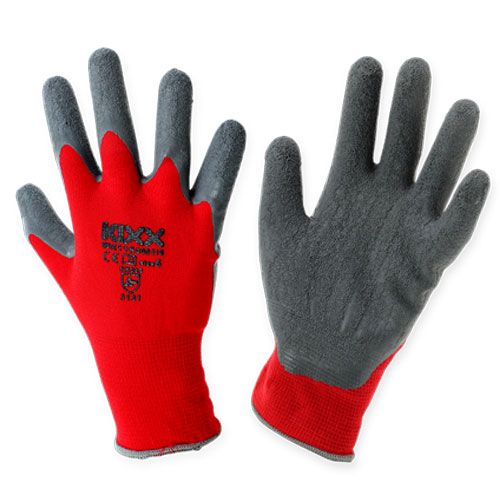 Floristik24 Kixx guantes de jardín de nailon talla 11 rojo, gris