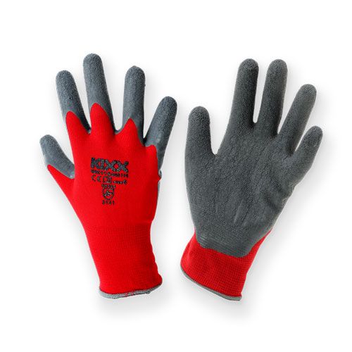 Floristik24 Kixx guantes de jardín de nailon talla 10 rojo, gris