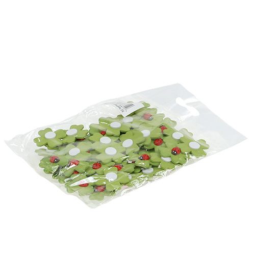 Floristik24 Hoja de trébol 3cm con escarabajo para pegar 48 piezas