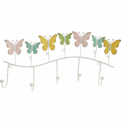 Floristik24 Decoración primaveral, barra de gancho con mariposas, decoración de metal, armario decorativo 36cm