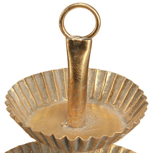 Artículo Pequeño estante de metal 2 niveles oro antiguo Ø13cm Alt.16,5cm