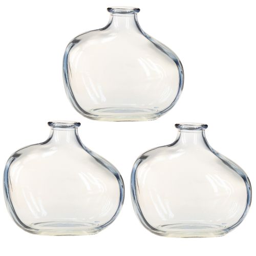 Artículo Jarrón pequeño de cristal transparente moderno mini jarrón de cristal azul 11×6×10cm 3 piezas