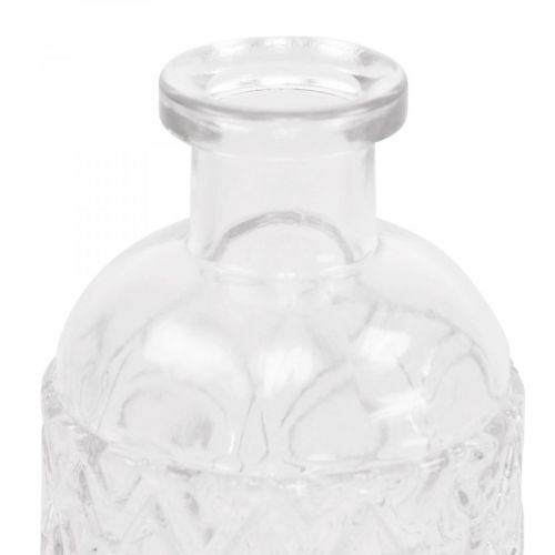 Floristik24 Florero de cristal pequeño jarrón con diseño de diamantes cristal transparente H12.5cm 6pcs