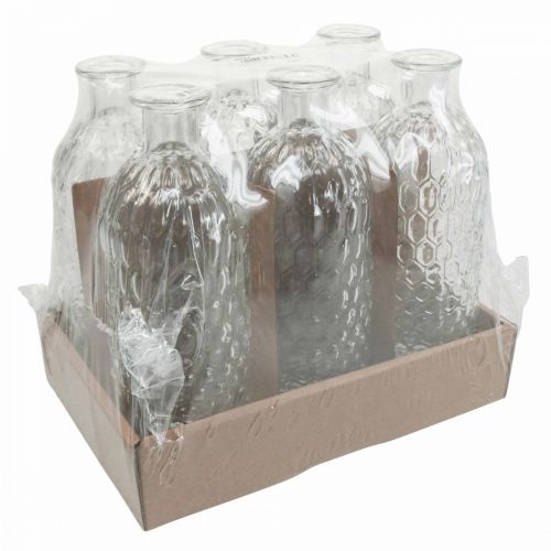 Floristik24 Florero de cristal pequeño florero con aspecto de panal florero decorativo vidrio H20cm 6pcs