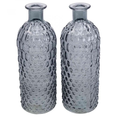 Artículo Jarrón de cristal pequeño florero nido de abeja vidrio azul gris H20cm 6pcs