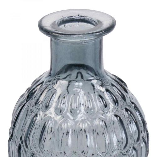 Floristik24 Jarrón de cristal pequeño florero nido de abeja vidrio azul gris H20cm 6pcs