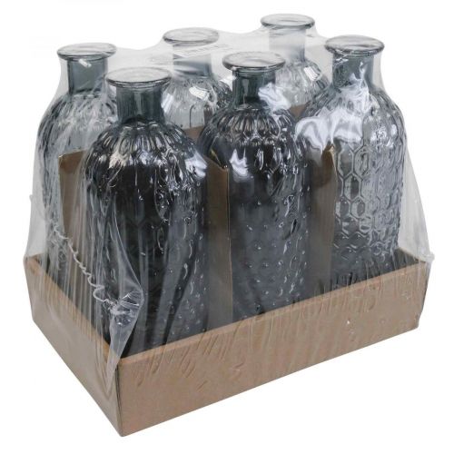 Floristik24 Jarrón de cristal pequeño florero nido de abeja vidrio azul gris H20cm 6pcs