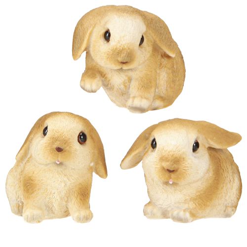 Artículo Pequeño conejito de Pascua de poliresina (9 x 6 x 6,5 cm, 3 unidades)