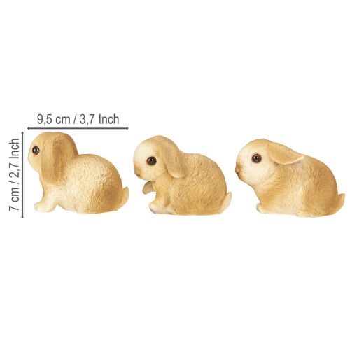 Artículo Pequeño conejito de Pascua de poliresina (9 x 6 x 6,5 cm, 3 unidades)