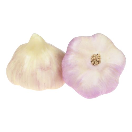 Floristik24 Decoración de verduras artificiales ajo rosa, blanco Ø6,5cm 2 piezas