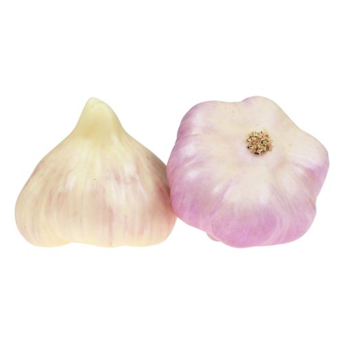 Artículo Decoración de verduras artificiales ajo rosa, blanco Ø6,5cm 2 piezas
