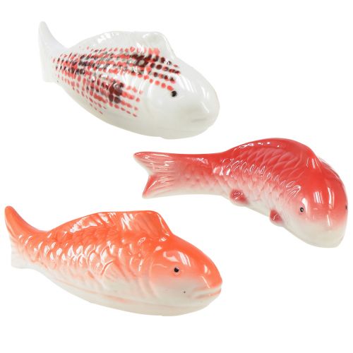 Floristik24 Pez decorativo koi ceramica rojo blanco flotante 15cm 3ud