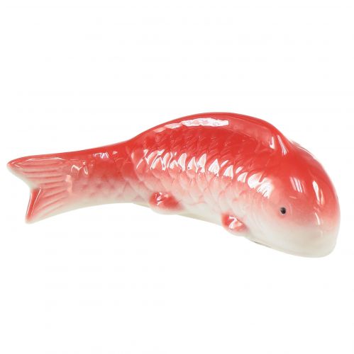 Artículo Pez decorativo koi ceramica rojo blanco flotante 15cm 3ud