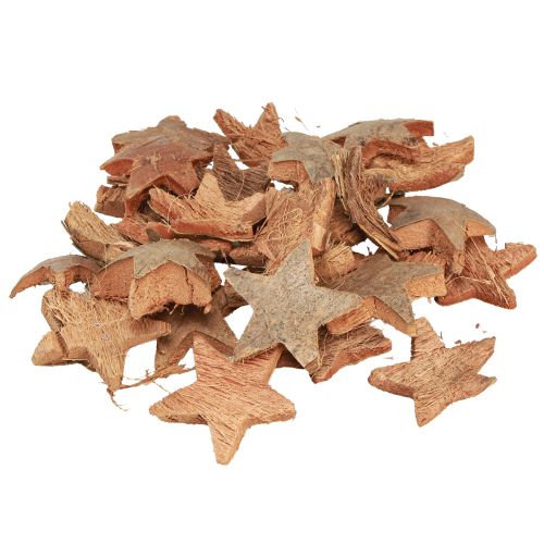 Artículo Decoración estrella de coco natural Decoración navideña natural 5,5-7cm 30 piezas