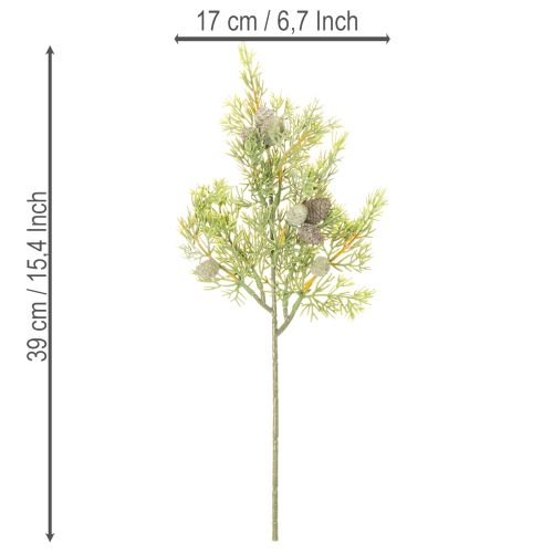 Rama de conífera artificial con piñas como decoración de mesa artificial, 39 cm, 4 piezas | Floristik24.es