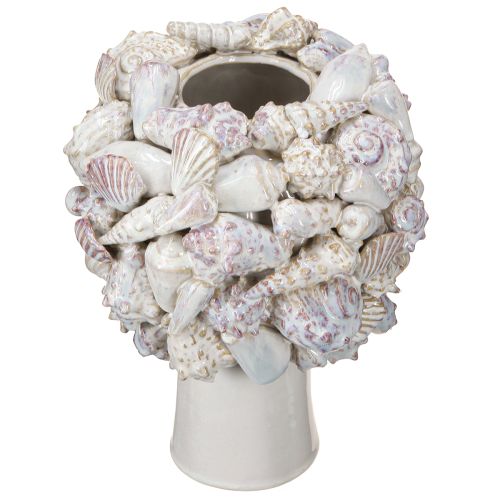 Artículo Jarrón de cerámica con forma de cabeza y conchas – Busto decorativo mediterráneo para plantas y flores de 25 cm