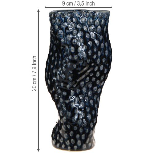 Artículo Jarrón decorativo coral de cerámica azul beige curvado H20cm